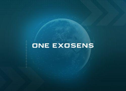 One Exosens on a blue globe background, representing the Photonis merger