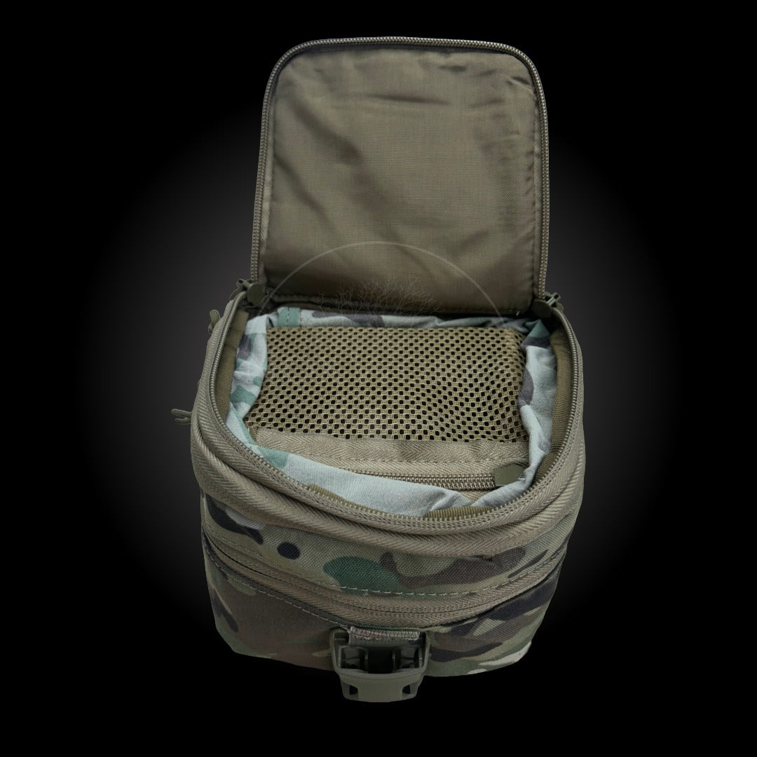 night vision pouch multicam top compartment open on a black background